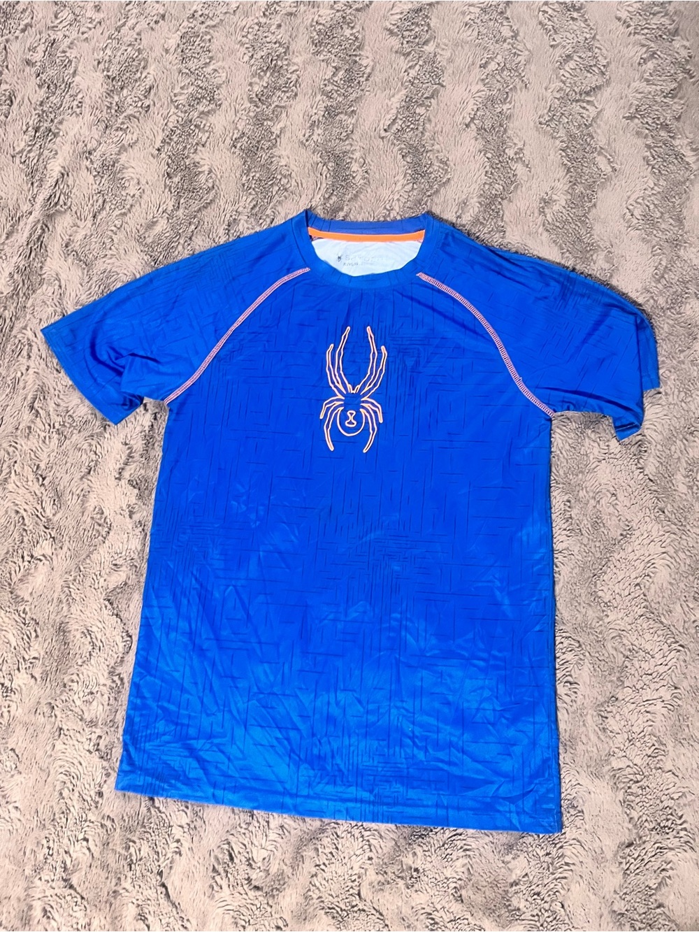 Spyder Boys xl Royal Blue Short-Sleeve Rash Guard with Orange Accents